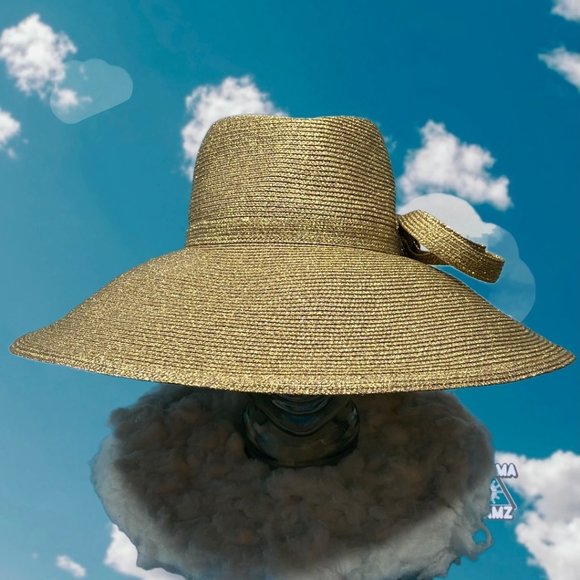 August Hat Fine Millinery Gold Wide Brim Rancher - Picture 1 of 12